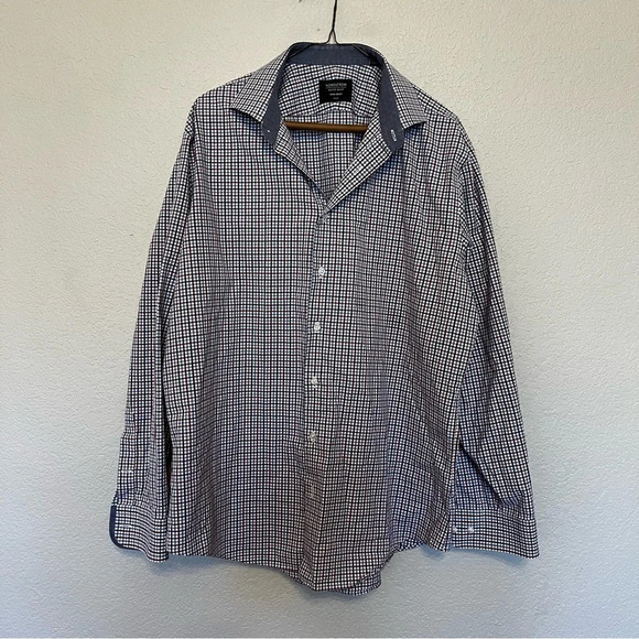 Nordstrom Men's Shop non iron plaid long sleeve button down shirt size 17 - Picture 2 of 12
